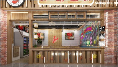 现代龙虾店3D模型下载